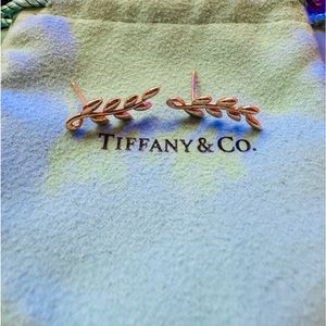 Paloma Picasso olive leaf climber earrings 18k rose gold